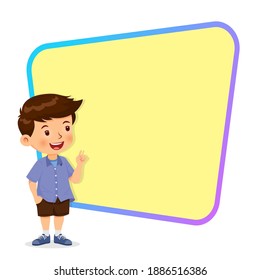 Boy standing present with space for your text