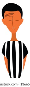 A boy in standing prison dress vector or color illustration