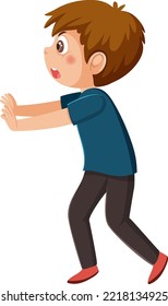 A boy standing in pushing pose illustration