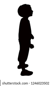 a boy standing, silhouette vector