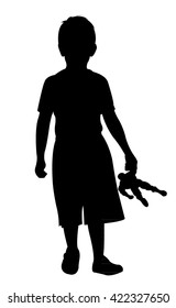 a boy standing,, silhouette vector 