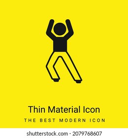Boy Standing Up Stretching Leg minimal bright yellow material icon