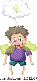 A boy standing and thinking on white background illustration