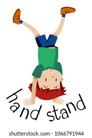 A Boy Standing Upside Down on Their Hands. illustration