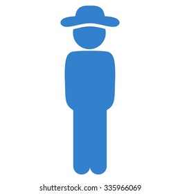 Boy Standing vector icon. Style is flat symbol, cobalt color, rounded angles, white background.