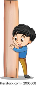 Un niño parado con caricatura de madera, arte vectorial e ilustración