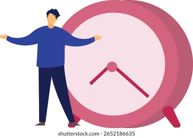 A boy stands before a diminutive watch, curious and fascinated