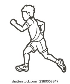 A Boy Start Running Action Cartoon Sport Graphic Vector
