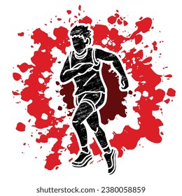 A Boy Start Running Action Cartoon Sport Graphic Vector