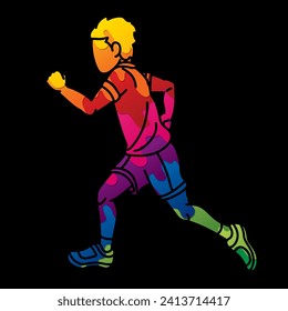 A Boy Start Running Action Jogging A Child Movement Cartoon Sport Graphic Vector
