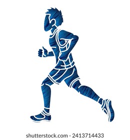 A Boy Start Running Action Jogging A Child Movement Cartoon Sport Graphic Vector