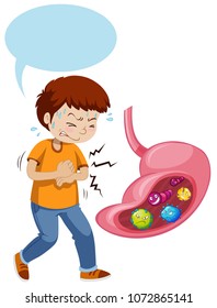 A Boy Stomach Ache and Full off Bacterias illustration