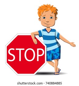 The boy stops and offers a choice