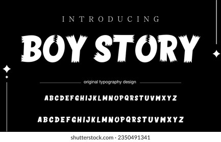 Boy Story Stylish brush painted an uppercase vector letters, alphabet, typeface.