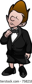 boy straightening bowtie