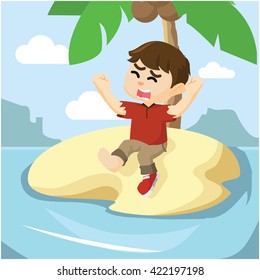 boy stranded on small island