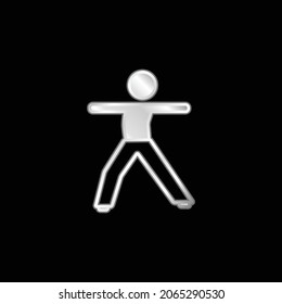 Boy Stretching Body silver plated metallic icon