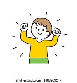 A boy strikes a motivational pose.