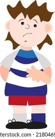 Junge mit gestreiftem Hemd, Illustration, Vektorgrafik auf weißem Hintergrund.