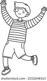 A boy with stripes dancing, perfect for cheerful and party designs