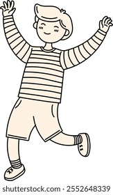 A boy with stripes dancing, perfect for cheerful and party designs
