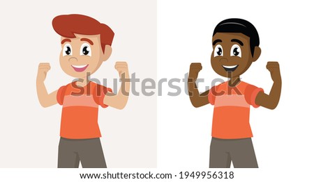 Boy with strong and healthy body., vector eps10 