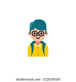 Boy Student Avatar Flat Icon - Back to School Icon Vector Illustration.