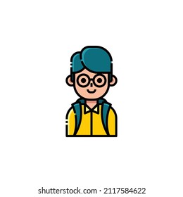 Boy Student Avatar Lineal Color Icon - Back to School Icon Vector Illustration.
