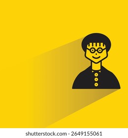 boy student avatar with shadow on yellow background