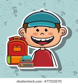boy student bag color book