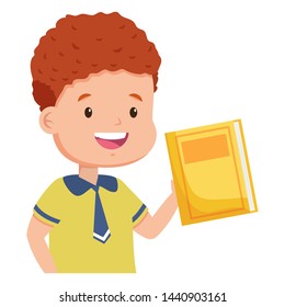 boy student with book back to school vector illustration