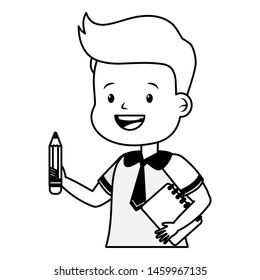 boy student with book and pencil back to school vector illustration