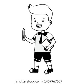 boy student with book and pencil back to school vector illustration