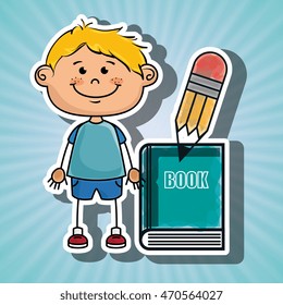 boy student book pencil vector illustration graphic eps 10