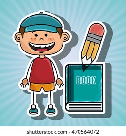 boy student book pencil vector illustration graphic eps 10