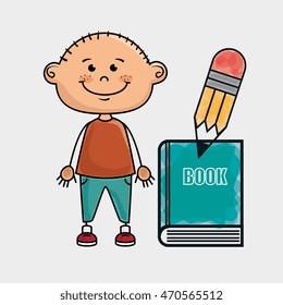 boy student book pencil vector illustration graphic eps 10