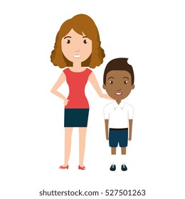 boy student character with teacher isolated icon