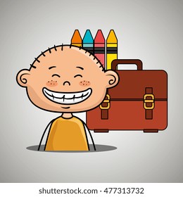 boy student colors school baggage