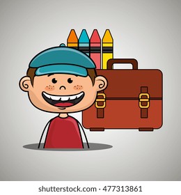 boy student colors school baggage