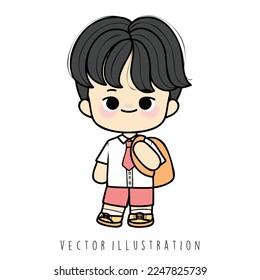 boy student going to school vector illustration