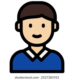 boy student icon with flat outline style