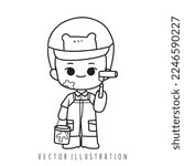 boy student outline cartoon. vector illustration