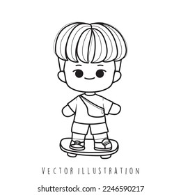 boy student outline cartoon. vector illustration