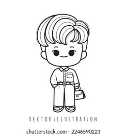 boy student outline cartoon. vector illustration
