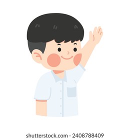 boy student raising hand cartoon