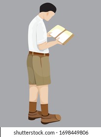 boy student reading a book, vector design