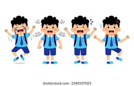 Boy Student with School Uniform Vector Illustration