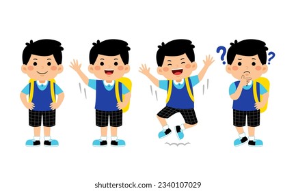 Boy Student with School Uniform Vector Illustration
