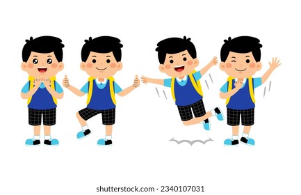 Boy Student with School Uniform Vector Illustration