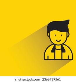 boy student with shadow on yellow background